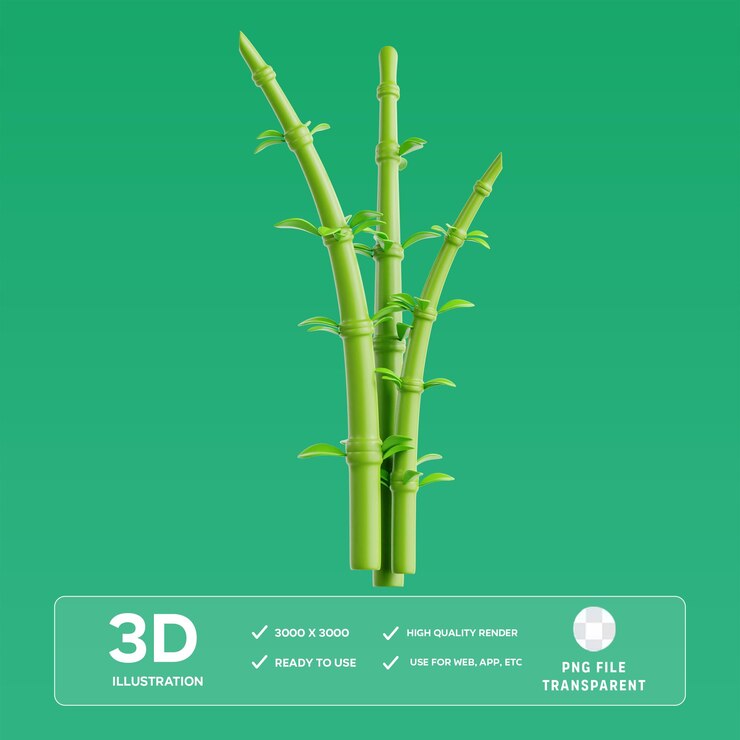 Ilustración 3D de bambú en formato PSD