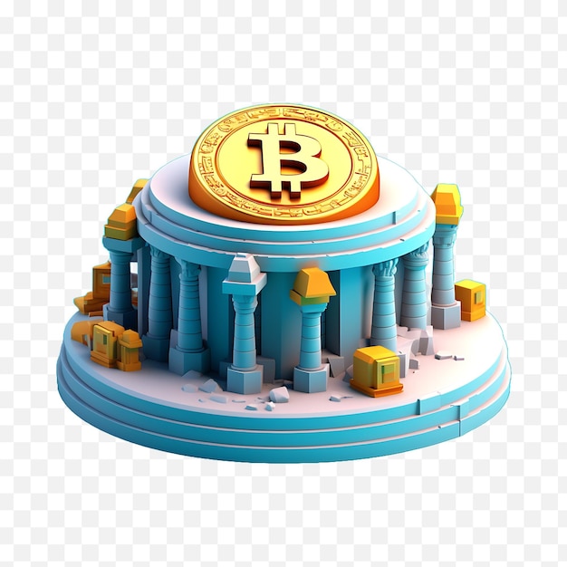 Ilustración 3d del banco bitcoin