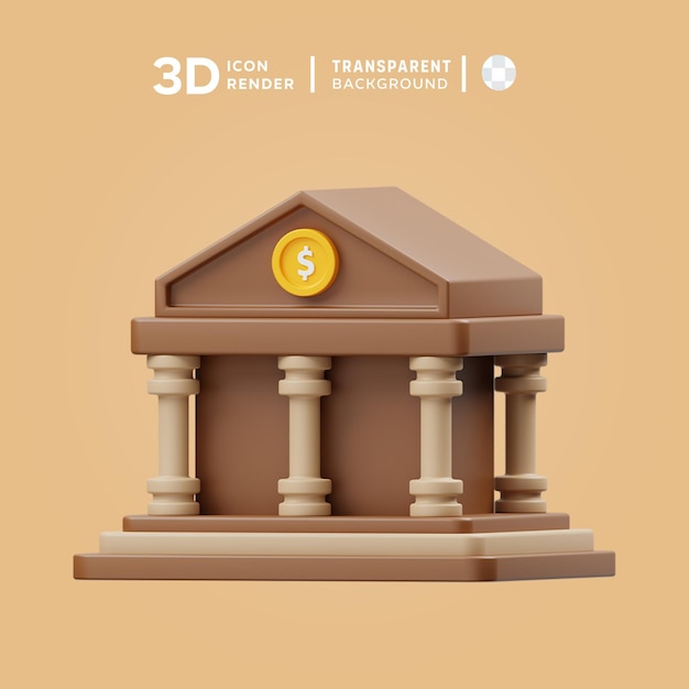 Ilustración 3d del banco psd