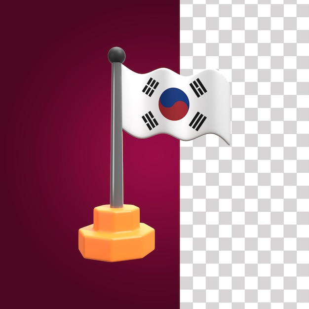 Ilustración en 3d de la bandera de corea del sur