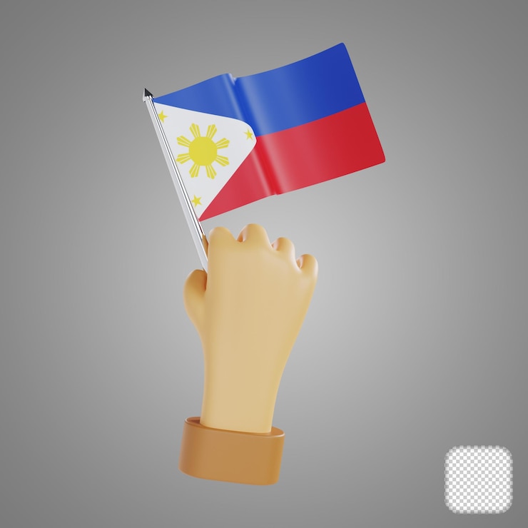 PSD ilustración en 3d de la bandera nacional filipina del día de los derechos humanos