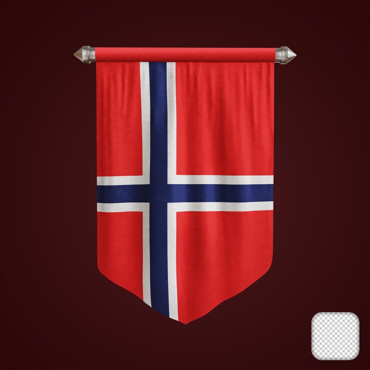 PSD ilustración 3d de la bandera de noruega del banderín