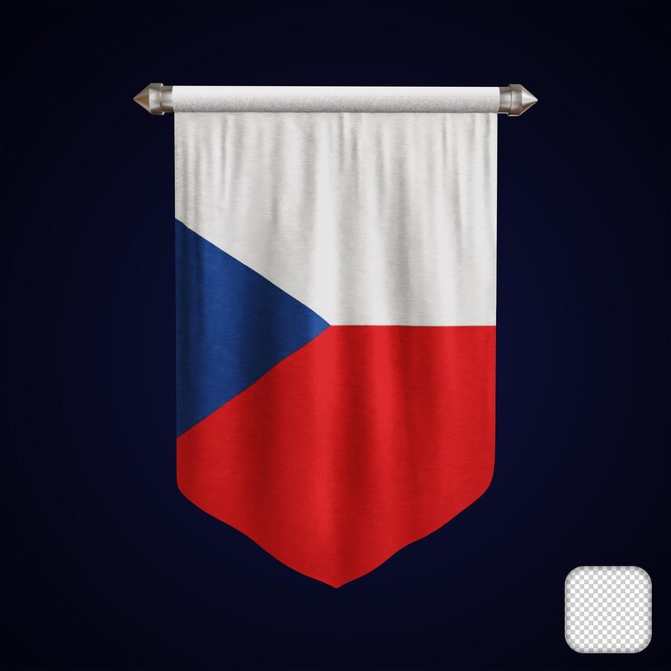 PSD ilustración 3d de la bandera de la república checa del banderín