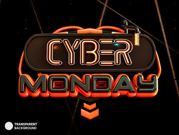 Ilustración 3d de banner de venta de lunes cibernético