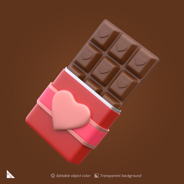 Ilustración 3D de una barra de chocolate