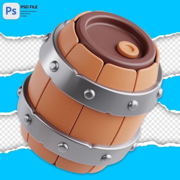 PSD ilustración 3d del barril de cerveza render icon aislado png