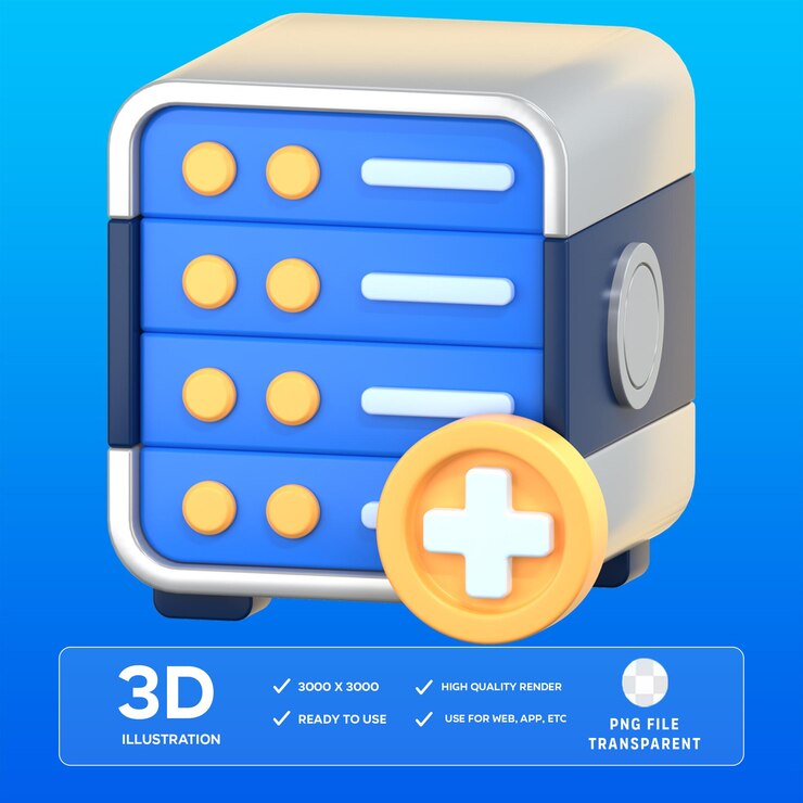 PSD ilustración 3d de la base de datos de adición de psd