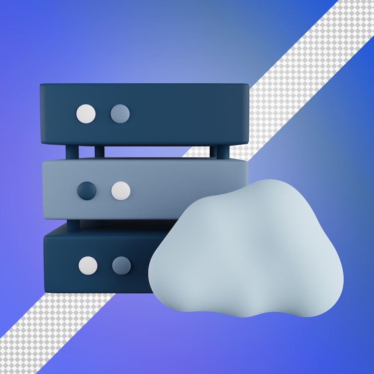 PSD ilustración 3d de base de datos en la nube