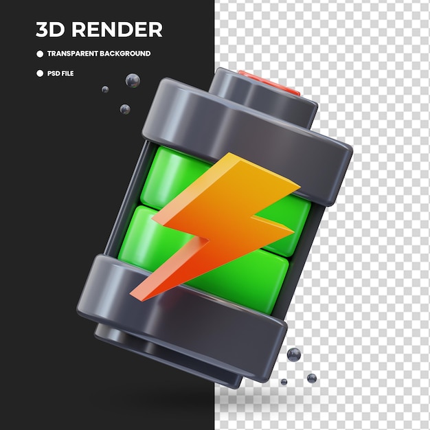 PSD ilustración 3d de la batería adecuada para conceptos ecológicos e ilustraciones de energía renovable