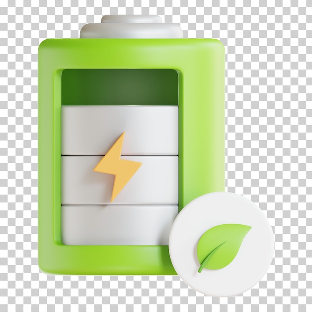 Ilustración 3d de batería ecológica