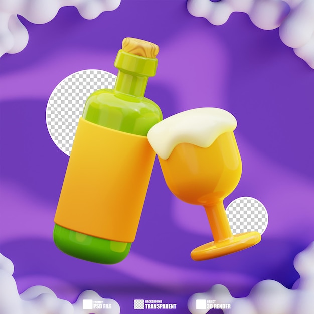 PSD ilustración 3d de las bebidas alcohólicas 2