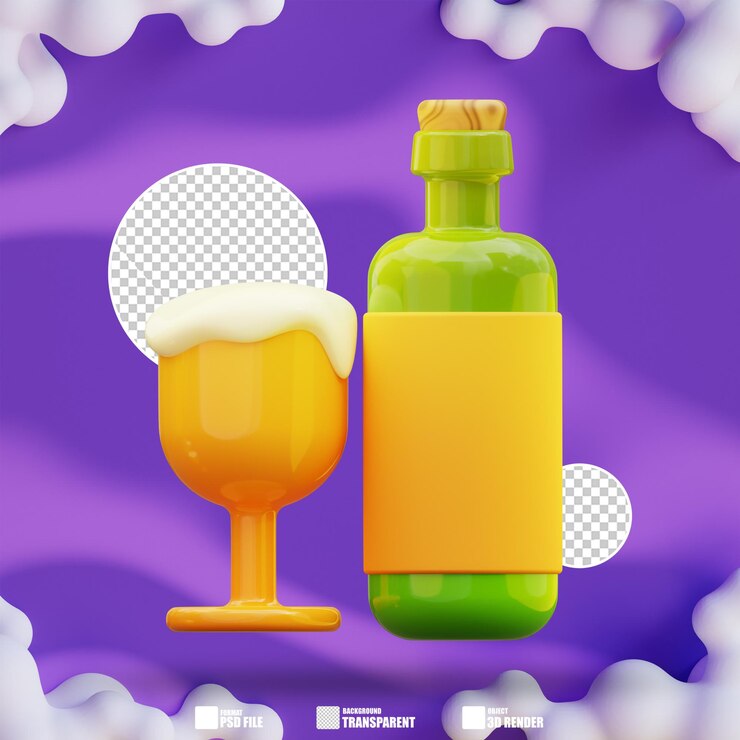 PSD ilustración 3d de las bebidas alcohólicas 4