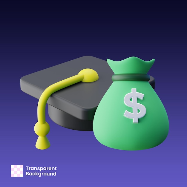 Ilustración en 3D de las becas de educación de los estudiantes