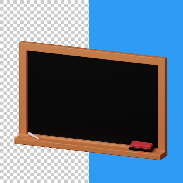 Ilustración 3D Belackboard aislado en el fondo transparente