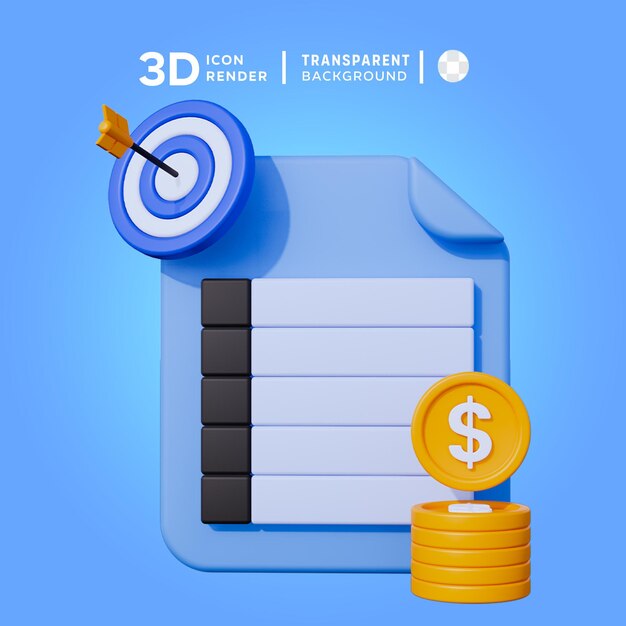 PSD ilustración 3d del beneficio objetivo de psd