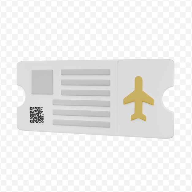 Ilustración 3d de billete de avión