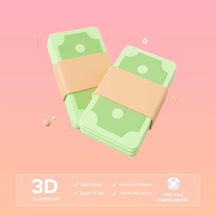 Ilustración 3D del billete PSD