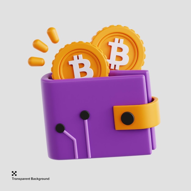 PSD ilustración 3d de billetera bitcoin