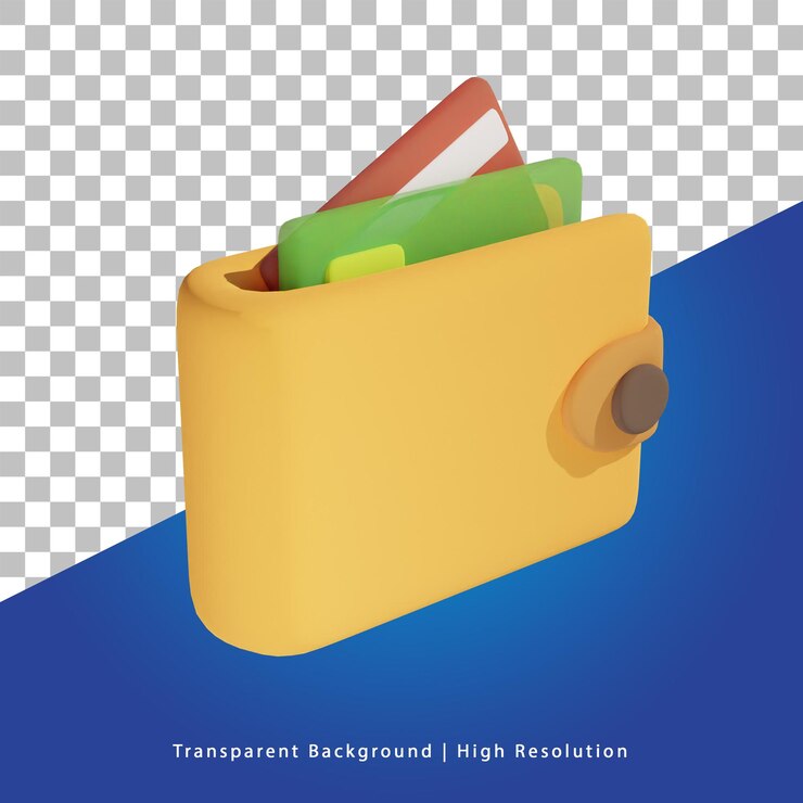 PSD ilustración 3d de billetera
