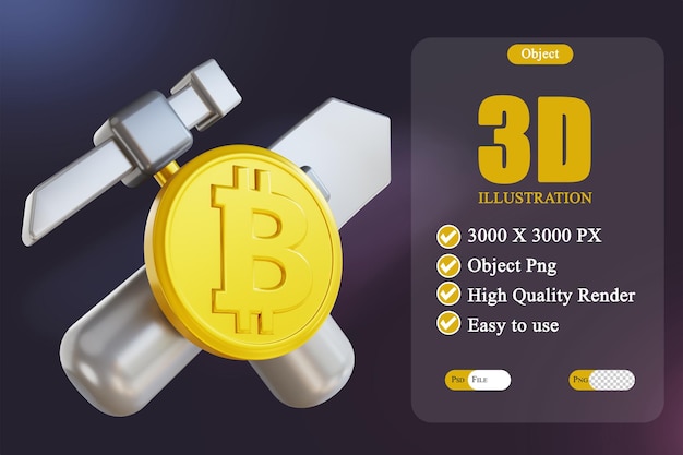 PSD ilustración 3d bitcoin minería 4