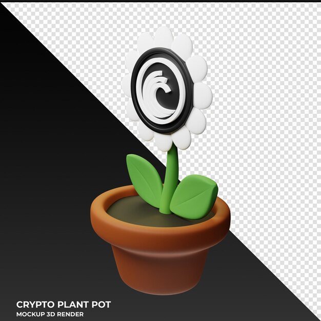 PSD ilustración en 3d de bittorrent btt crypto plant pot