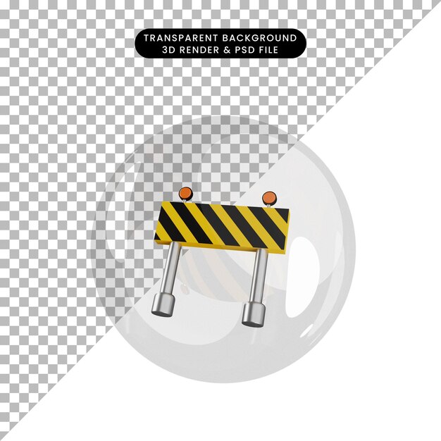 Ilustración 3d de bloque de carretera de objeto dentro de burbujas