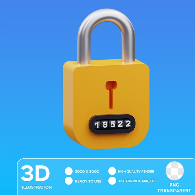 PSD ilustración 3d del bloqueador psd