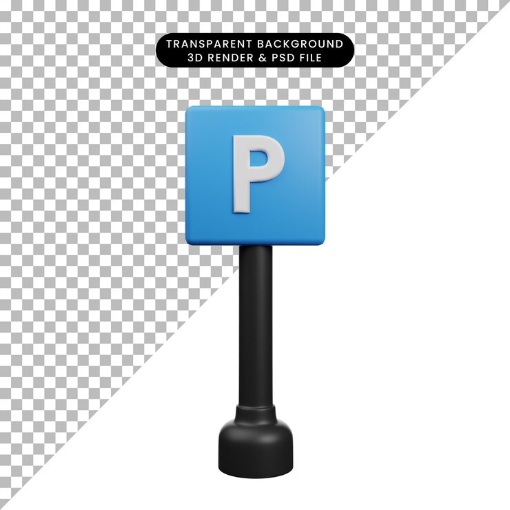 PSD ilustración en 3d del bloqueo de carreteras icono de aparcamiento en 3d