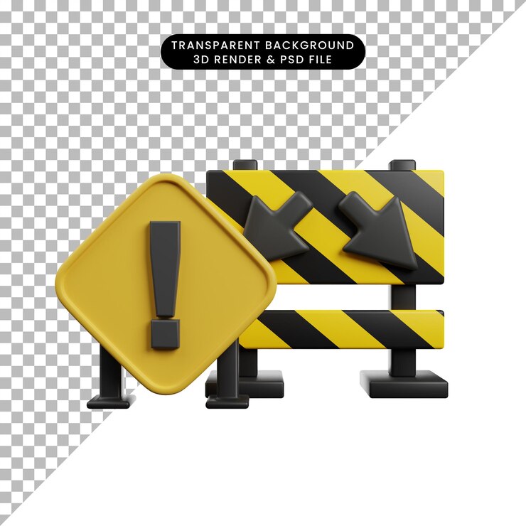 PSD ilustración en 3d del bloqueo de carreteras icono de renderizado en 3d