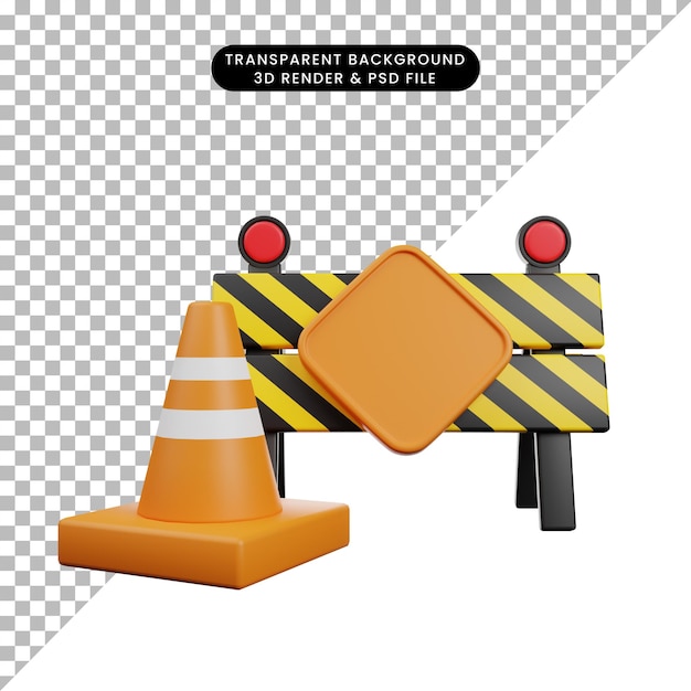 PSD ilustración en 3d del bloqueo de carreteras icono de renderizado en 3d