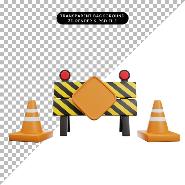 PSD ilustración en 3d del bloqueo de carreteras icono de renderizado en 3d