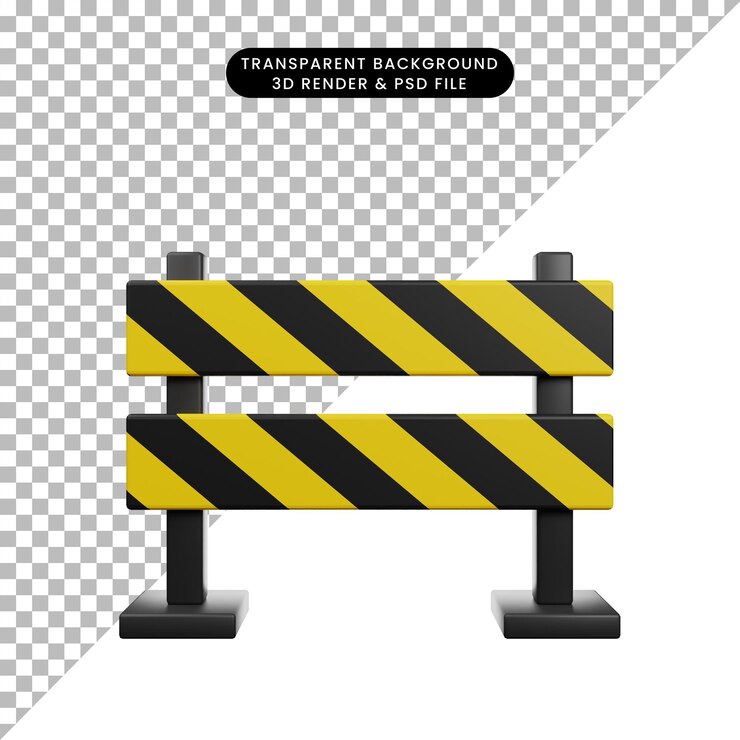 PSD ilustración en 3d del bloqueo de carreteras icono de renderizado en 3d