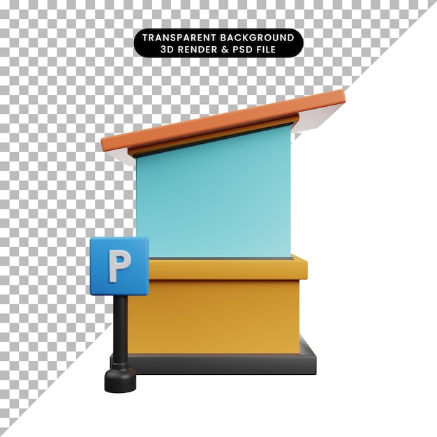 PSD ilustración en 3d del bloqueo de carreteras icono de renderizado en 3d