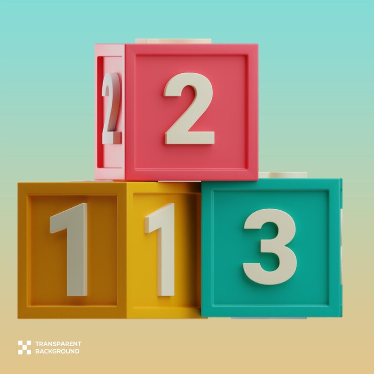 PSD ilustración 3d de los bloques numéricos de psd