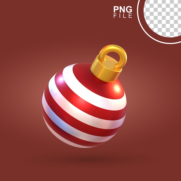 Ilustración 3D de la bola de adorno rojo blanco