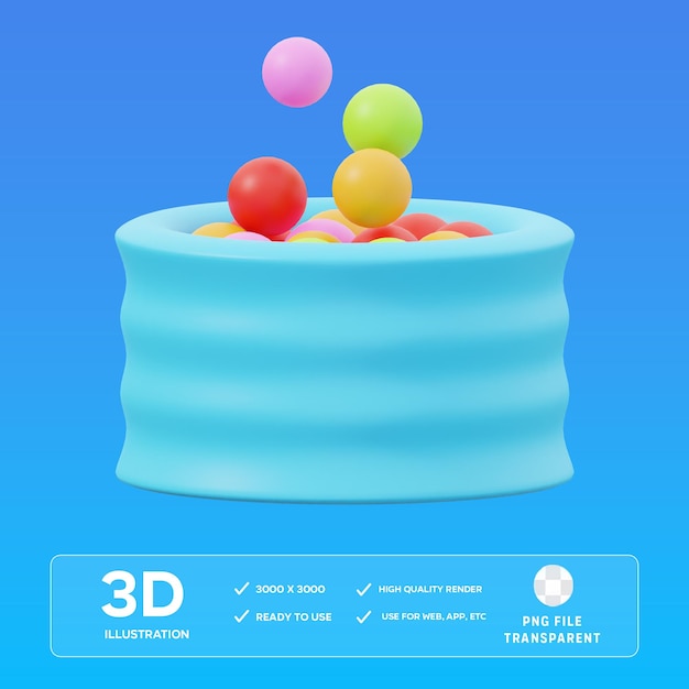 Ilustración 3D de la bola de agua de PSD