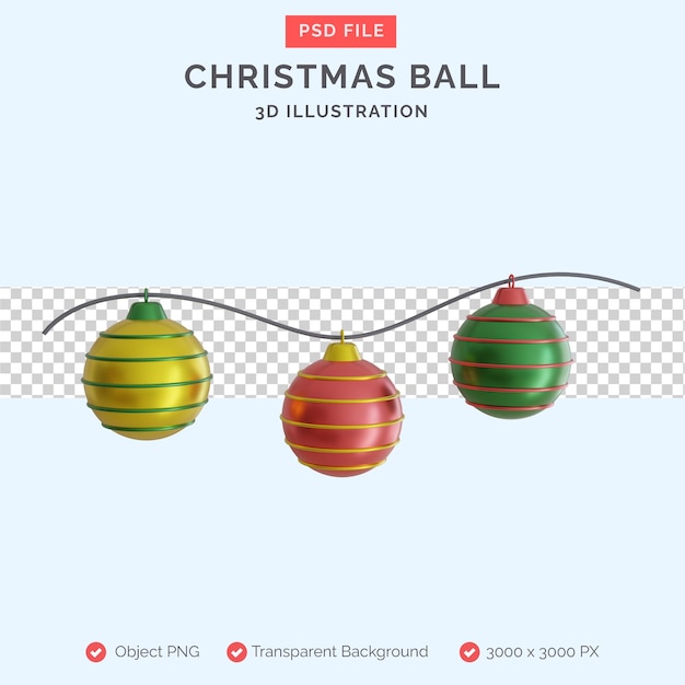 Ilustración 3d de bola de navidad