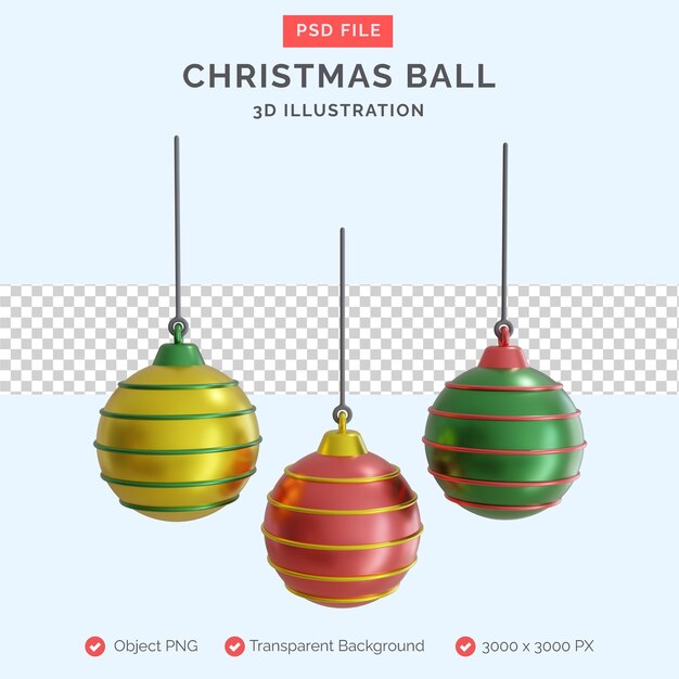 Ilustración 3d de bola de navidad