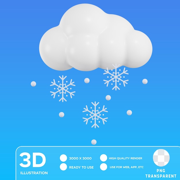 PSD ilustración en 3d de la bola de nieve de la nube de psd