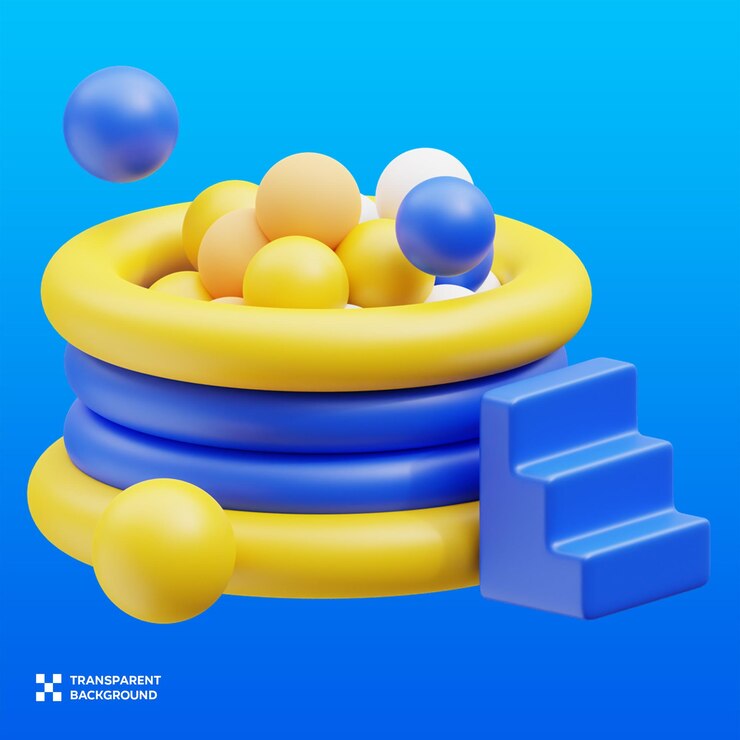 PSD ilustración en 3d de las bolas de colores de psd