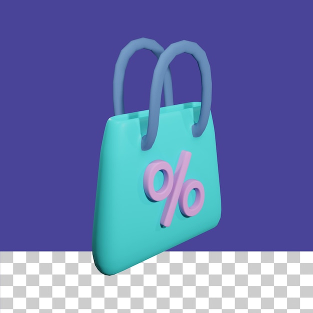 PSD ilustración 3d de bolsa de compras