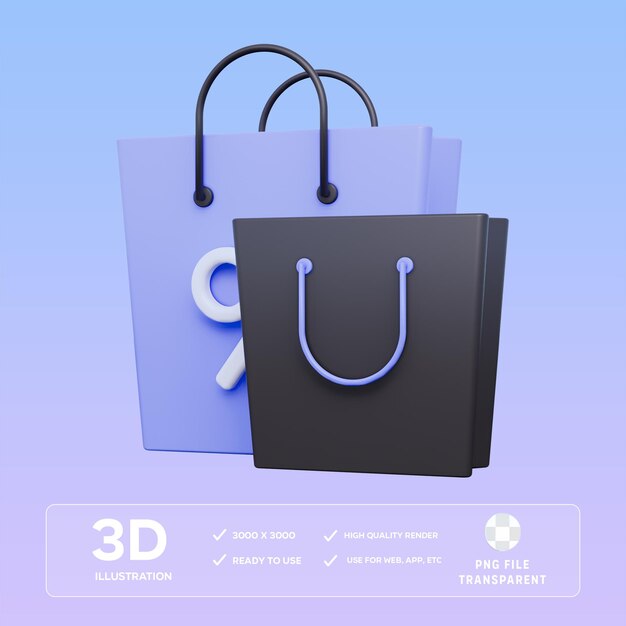 Ilustración 3D de la bolsa de descuento de PSD