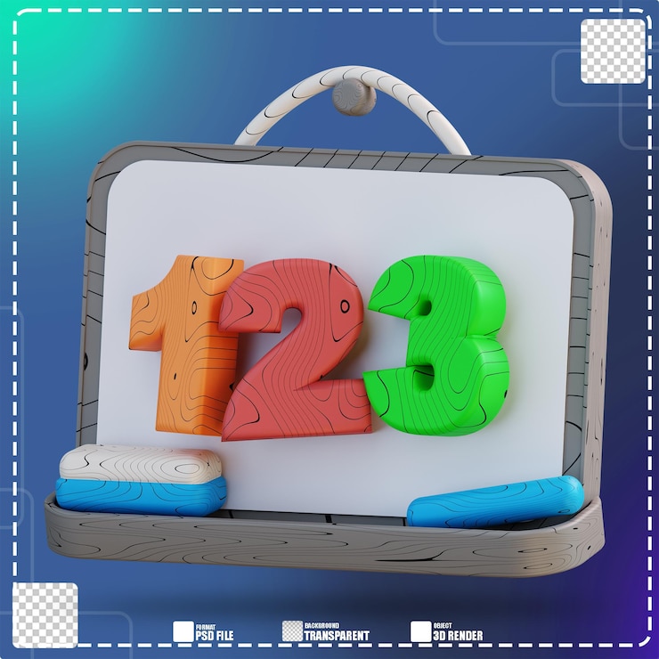 PSD ilustración 3d borrador y pizarra 2