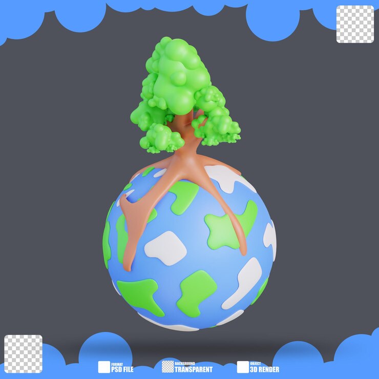 PSD ilustración 3d del bosque mundial 2