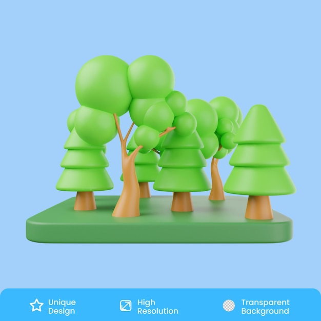 PSD ilustración 3d del bosque