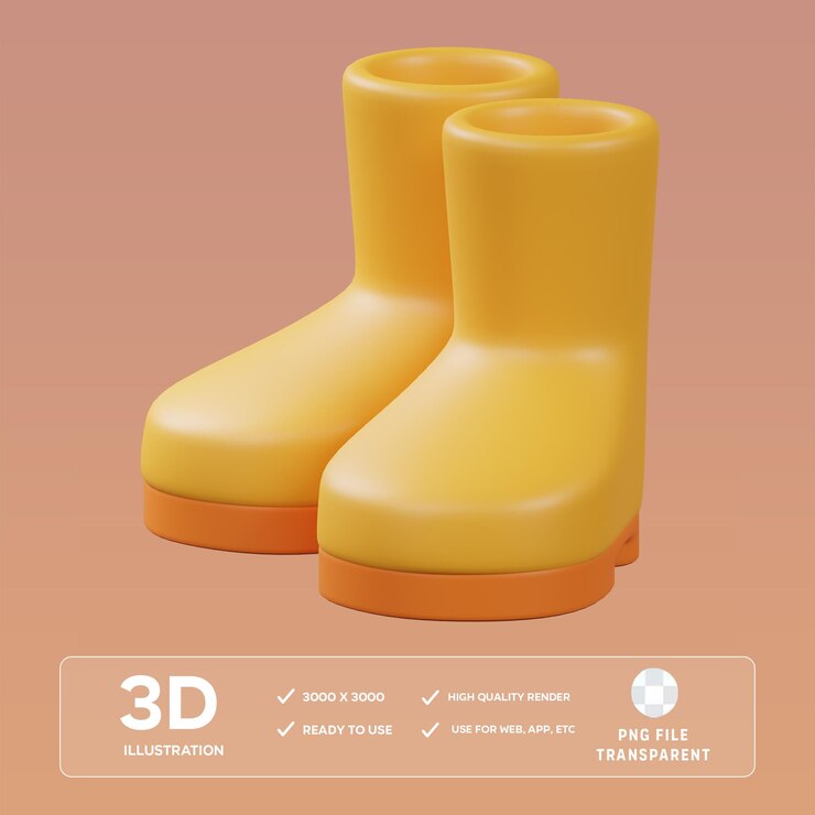 Ilustración 3D de las botas PSD