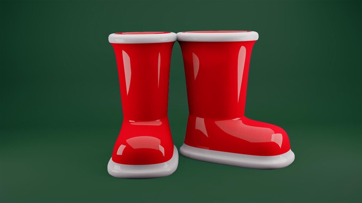 PSD ilustración 3d de botas de santa claus psd