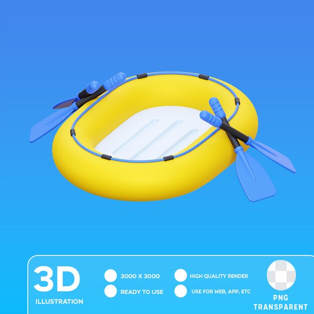 Ilustración 3d del bote salvavidas inflable psd