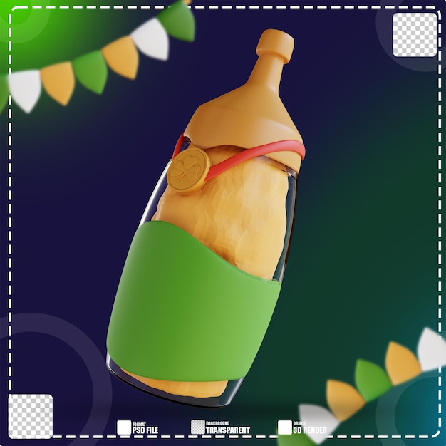 Ilustración 3d de botella de cerveza 9