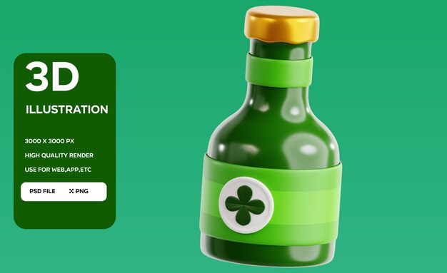 Ilustración 3D de la botella irlandesa de PSD